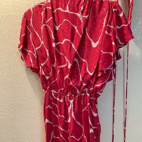 Vintage 80s JT Dress jumpsuit pink and white with matching wrap belt size 12 - Picture 3 of 8